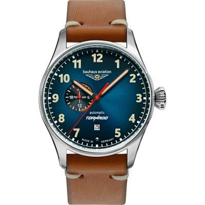 Aviation Tornado 42 mm German aviator automatic watch with date and 24h dial