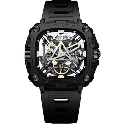 X-Series Eye of Horus 48 mm Black rectangular automatic skeleton watch