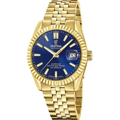 Automatic 41 mm Swiss automatic watch with fluted bezel and date bubble