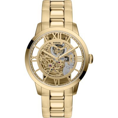 Townsman 44 mm Vintage design gold toned automatic watch with skeleton dial