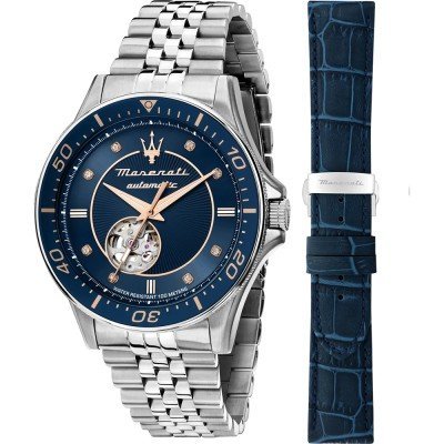 Sfida - Special Edition 44 mm Open heart automatic watch with 8 diamond indices and extra strap