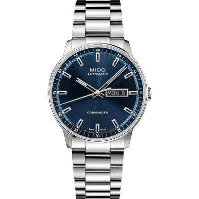 Commander Datoday 40 mm Blue modern design swiss automatic watch with day-date
