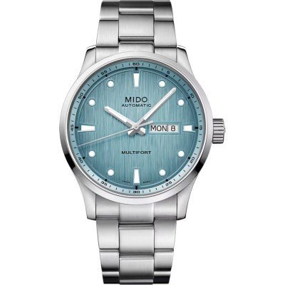 Multifort M Freeze 42 mm Swiss made automatic watch with day-date and ice-blue dial