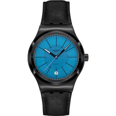Blackcloak Mechanism 42 mm Black Irony Sistem 51 with leather strap