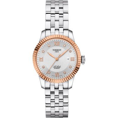 Le Locle 18K 29 mm Swiss watch with 18K rose gold bezel diamond indices