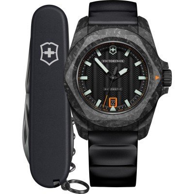 I.N.O.X. 41 mm Gift Set: Swiss Automatic Carbon Gents Watch with Victorinox Pocketknife