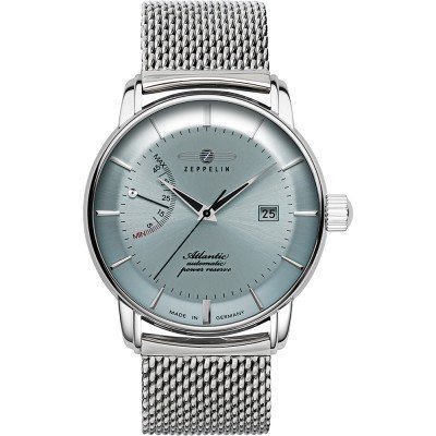 Atlantic Automatic 42 mm German automatic watch with power reserve indicator and mesh bracelet